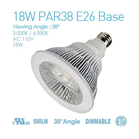 Par38 E26 Base 18W Dimmable AC120V