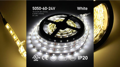 SMD 5050 LED Strip White 140W-24V-32.8ft