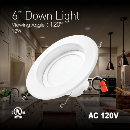 6 in. LED Downlight - 12 Watt - 75 Watt Equal - Halogen Match