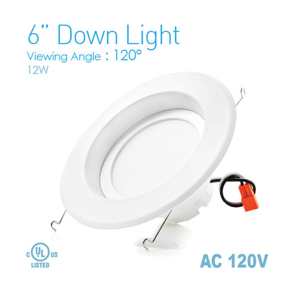 6 in. LED Downlight - 12 Watt - 75 Watt Equal - Halogen Match