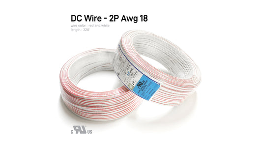 DC Wire 2P(Red and White) 18AWG, UL 2468