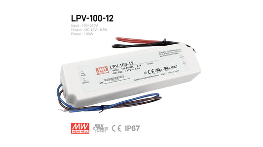 MeanWell LPV-100-12 Outdoor LED Driver 100W 12V IP67 UL