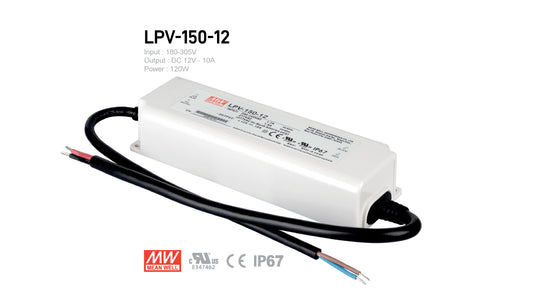 MeanWell LPVL-150-12 Outdoor LED Driver 150W 12V IP67 UL