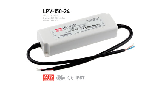 MeanWell LPVL-150-24 Outdoor LED Driver 150W 24V IP67 UL