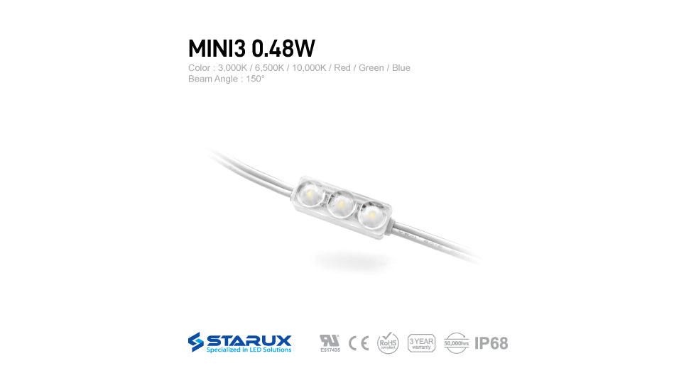 Starux, Channel LED Module, MINI3 0.48W, 50 pcs