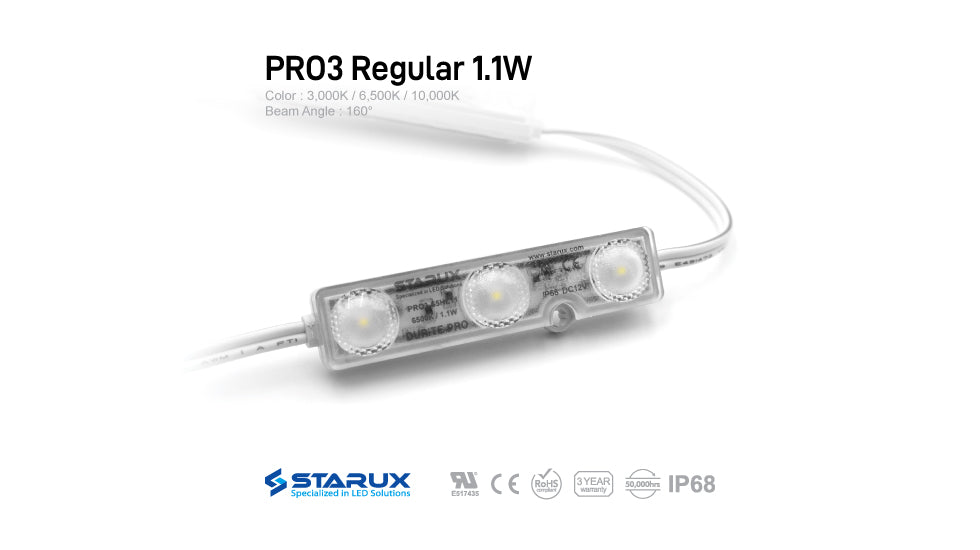 Starux, Channel LED Module, PRO3 Regular 1.1W, 50 pcs, (25ft)