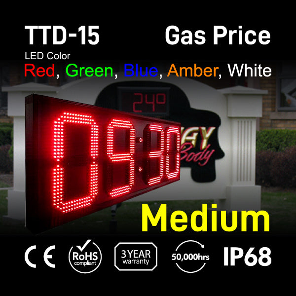 Outdoor Digit LED Temp and Time Sign 47.25" x 17.75"