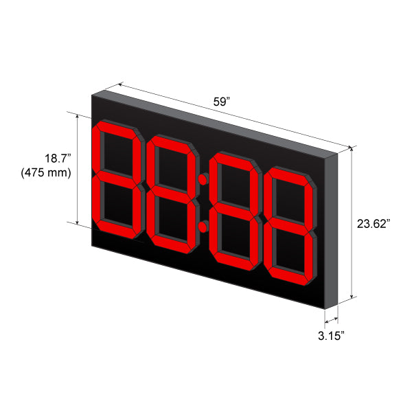 Outdoor Digit LED Temp and Time Sign 59" x 23.5"