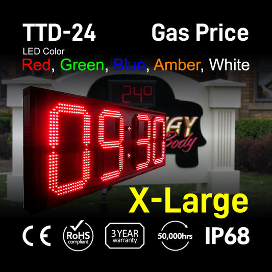 Outdoor Digit LED Temp and Time Sign 72.75" x 27.5"