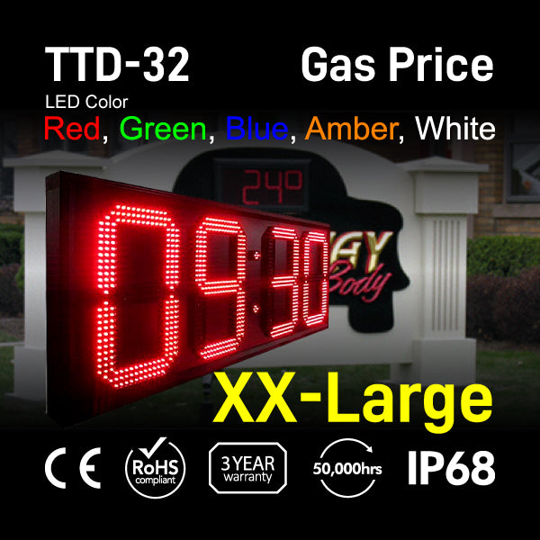 Outdoor Digit LED Temp and Time Sign 94.5" x 35.5"