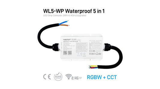 WL5-WP Waterproof 5 in 1 LED Strip Controller (WiFi+2.4GHz)Upgraded