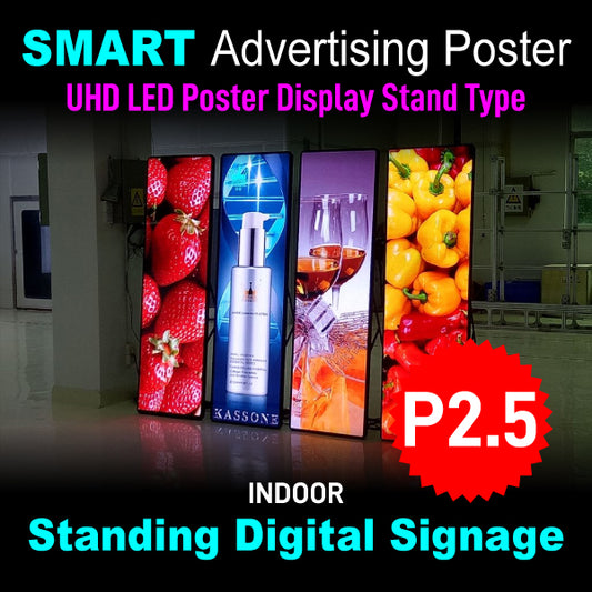 P2.5 Advertising Poster Indoor Standing Digital Signage 76.54" x 22.7" x 1.4"