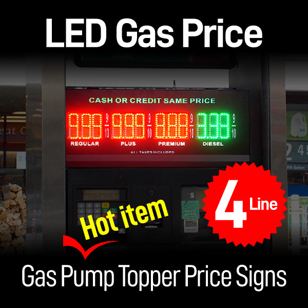 LED Price Signs for Pump Gas Station 4 Line - Both Sided