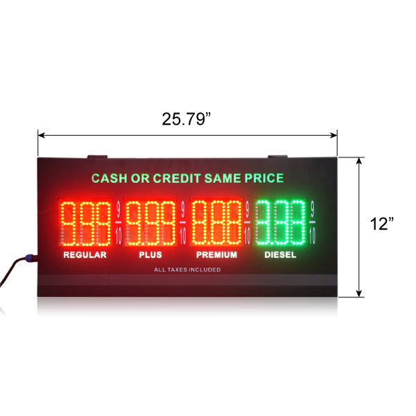 LED Price Signs for Pump Gas Station 4 Line - Both Sided