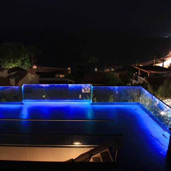 Floating Glass Railing with Led Lighting System, Frame + Lighting