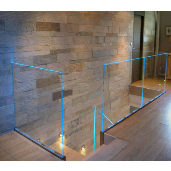 Floating Glass Railing with Led Lighting System, Frame + Lighting