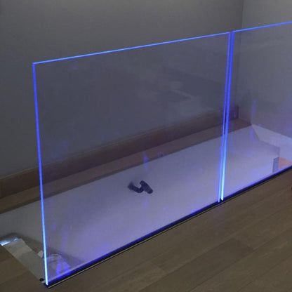 Floating Glass Railing with Led Lighting System, Frame + Lighting